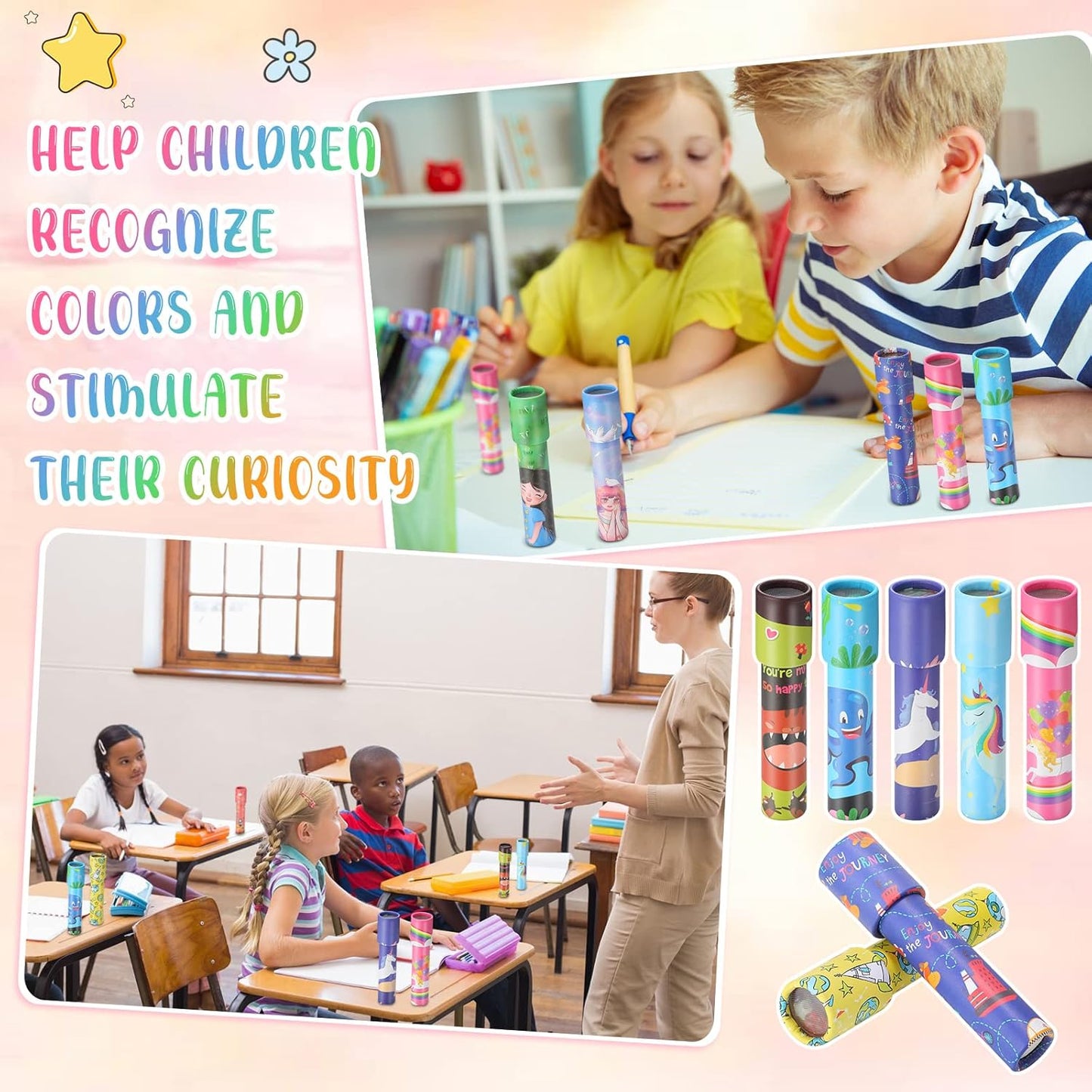 15 Pcs Classic Kaleidoscopes Kids Birthday Party Favor Old Fashioned Vintage Educational Toys Stocking Stuffers Goodie Bag Fillers for Classroom School Return Gifts Carnival Prizes (Cute Style)