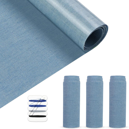 HTVRONT Iron on Patches for Clothing Repair 4 Rolls - Denim Patches for Jeans Kit 4" by 20", 4 Rolls of Iron On Denim Patches for Jeans Inside & Clothing Repair (Light Blue)