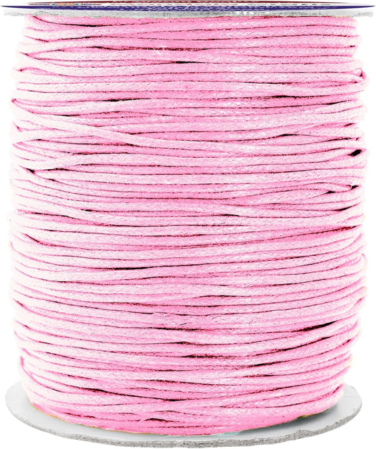 Mandala Crafts 1.5mm 109 Yards Baby Pink Cotton Waxed Cord for Jewelry Making Bracelet Cord Waxed String - Beading String Thread Jewelry Cords for Necklaces String