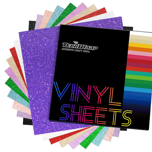 TECKWRAP Shimmer Vinyl Glitter Adhesive Sheets for Craft Cutter 12" x 12" 10 Sheets/Pack
