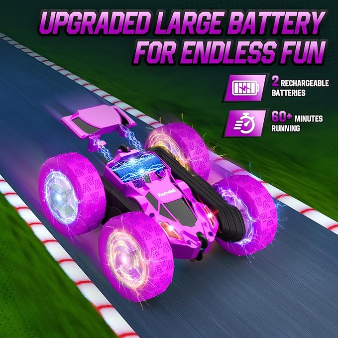 Remote Control Car for Kids, Stunt RC Cars with Cool Wheel Lights, Double-Sided Driving, 360-degree Rotation Boys & Girls Toys for Ages 6 7 8 9 10-12 Kids, Christmas, Birthday Idea