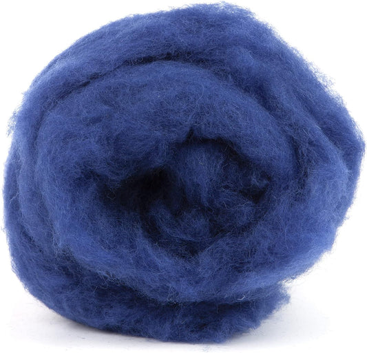 Desert Breeze Distributing Maori Wool Carded Batting, 100% Natural New Zealand Wool Made by DHG in Italy for Needle Felting, 3.5 OZ, 27 Micron, Color Evening Blue