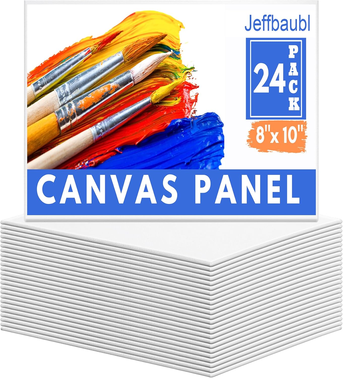 Jeffbaubl 24 Pack Canvas Boards for Painting,8 x 10 inch Cotton Canvas Panels,Gesso Primed Acid-Free Painting Canvases,Blank Canvases for Acrylic Watercolor Oil Tempera Paints