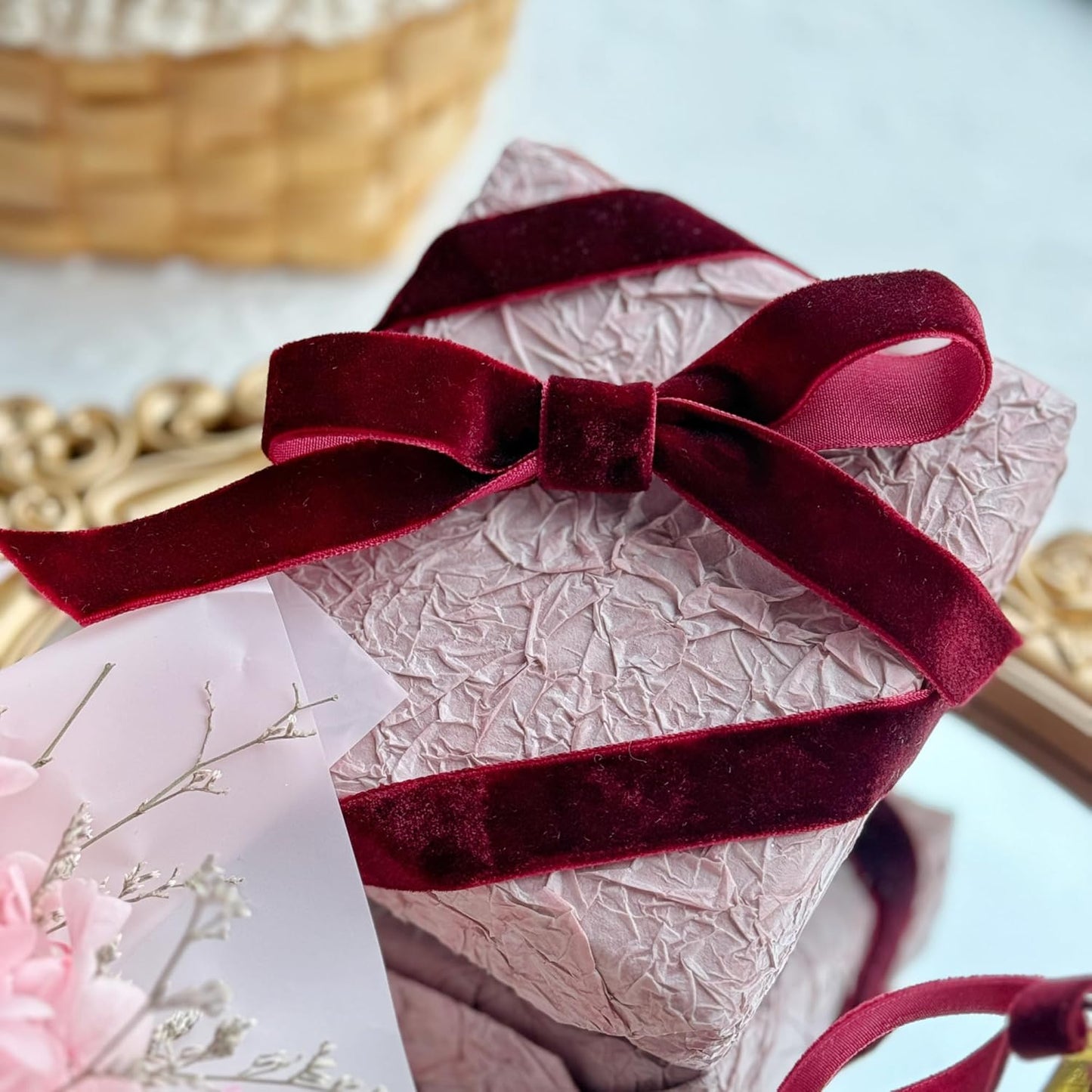 Vintage Burgundy Velvet Ribbon, 5/8 Inch X 25Yd