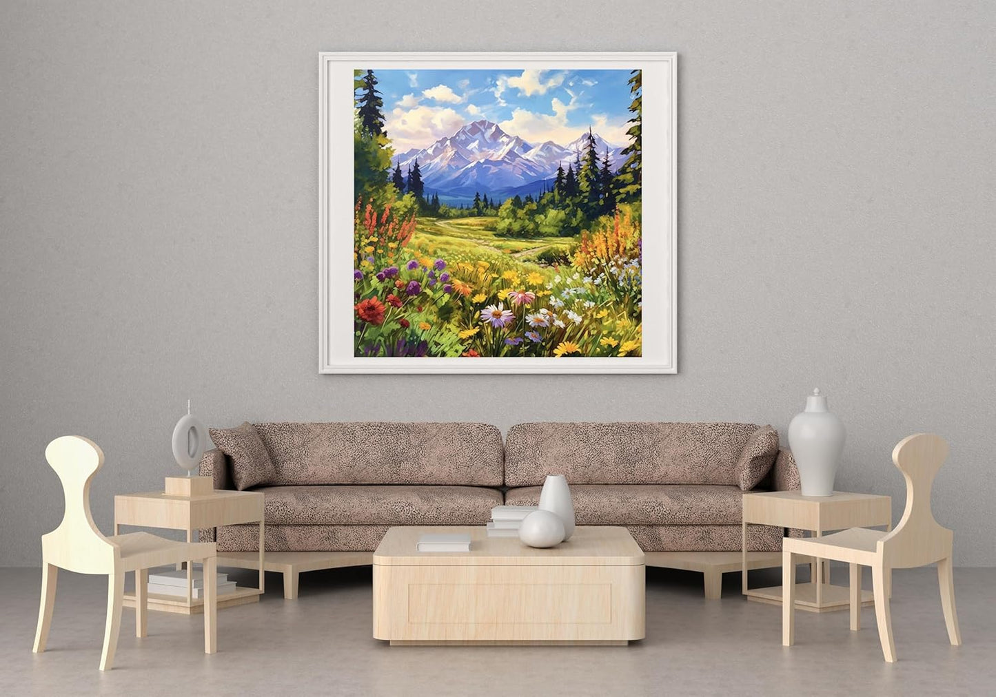 14CT Counted Cross Stitch Kits for Adults Mountain Flowers Advanced Stamped Cross Stitch Kits for Adults (Mountain 4)