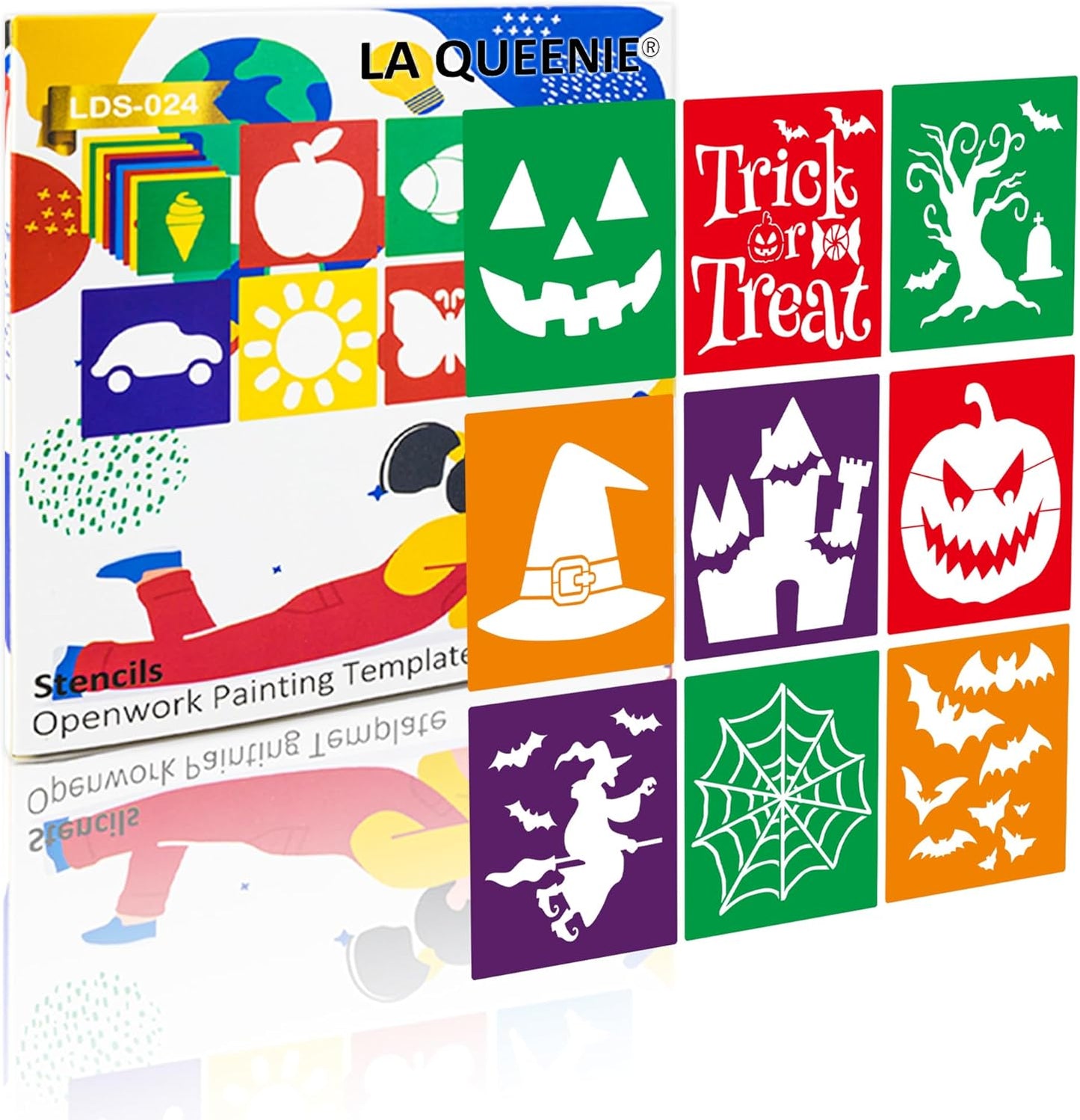 24 Pieces for Kids,Large Drawing Chalk,8 Inches Washable Shape Template Kit for Kids Crafts,Painting Drawing,School Projects (Halloween, 8 inch)