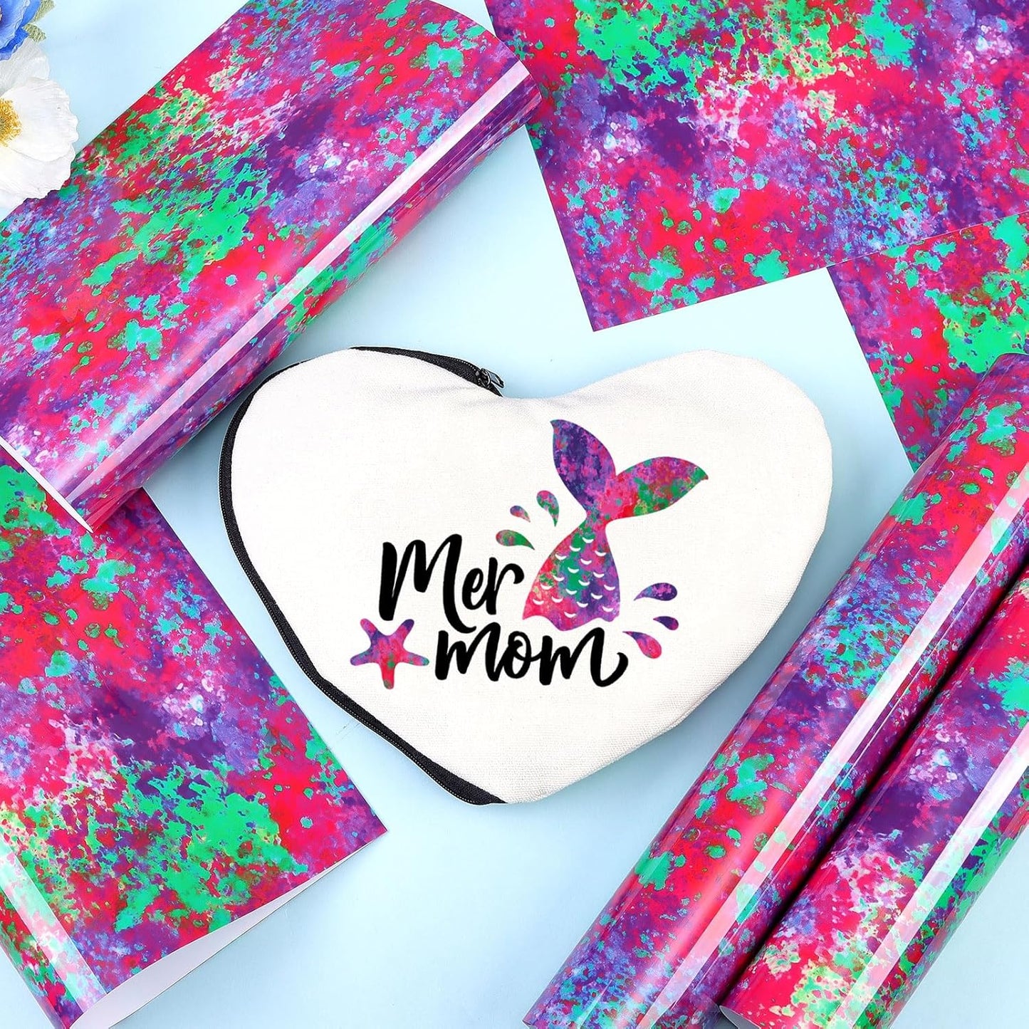 Tintnut Purple Splash Heat Transfer Vinyl - 6 Sheets 10"x12" Patterned HTV for T-Shirts, Hats, Clothes - Compatible with Cricut & Silhouette Cameo