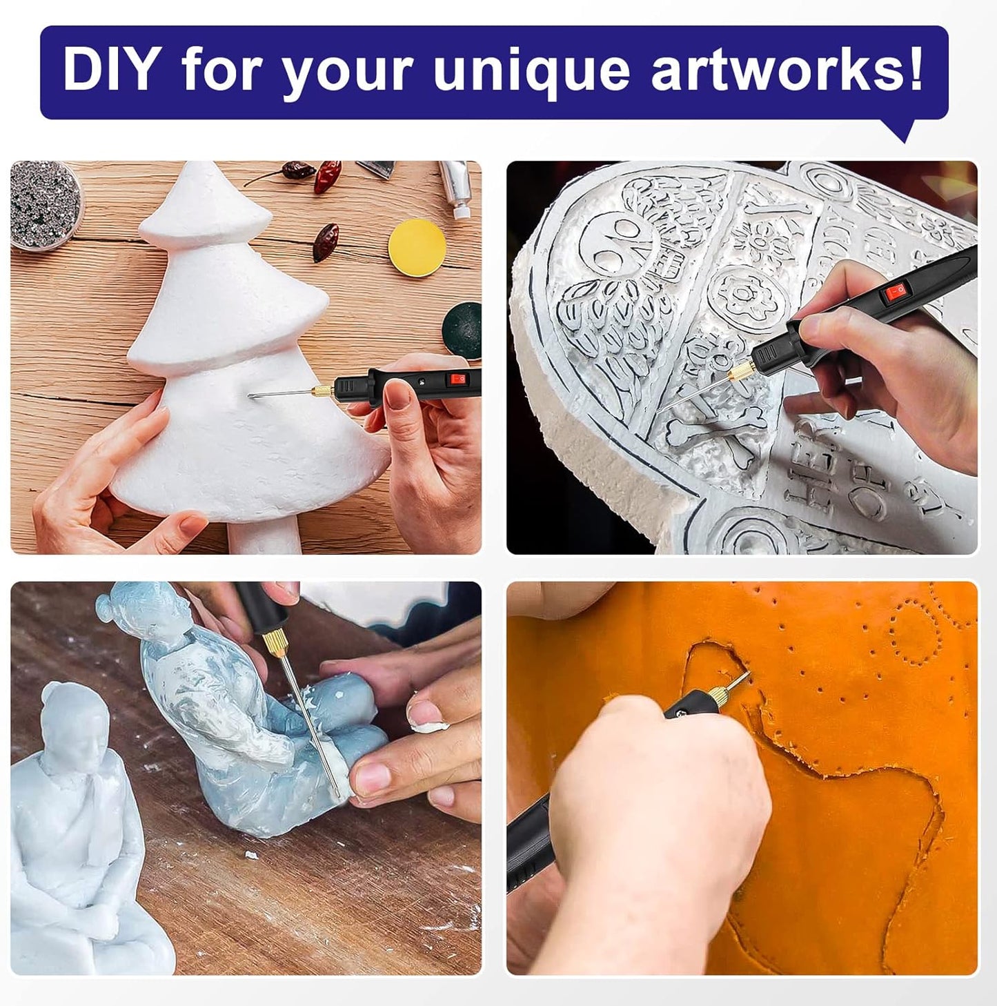 GOCHANGE 3 in 1 Foam Cutter Electric Styrofoam Cutting Tool, 100-240V / 18W Hot Knife Cutting Tool Foam with Electronic Adaptor for Small Cutting Project, DIY Craft, Foam Carving