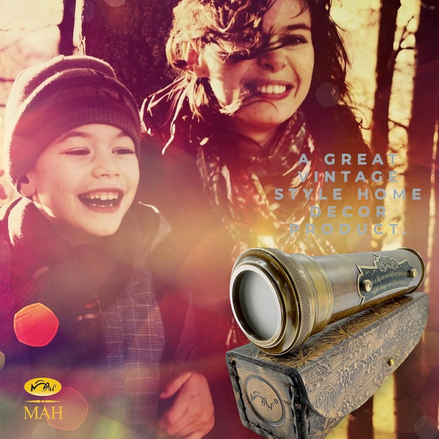 Handcrafted Brass Kaleidoscope – Vintage Nautical Collectible Gift for Kids, Teens & Adults – Sentimental Keepsake with Greeting Card – Educational Toy & Home Décor Accent – Timeless Pattern Design