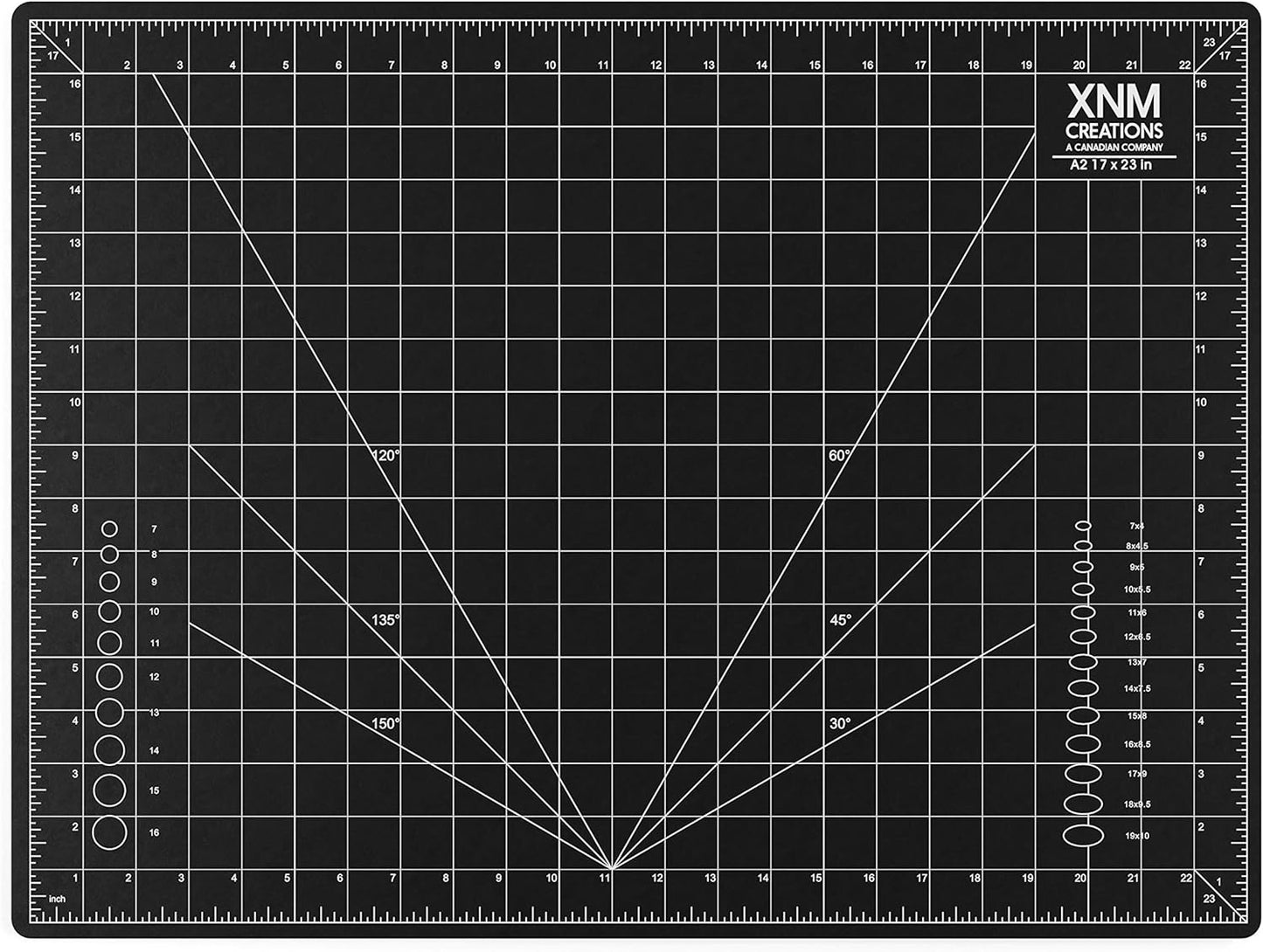 XNM Premium Self Healing Cutting Mat - 18 Inches by 24 inches - A2, 3 Layer Quality PVC Construction - Dual Sided, Imperial and Metric Grid Lines - Perfect for Cutting, Sewing, and Crafts