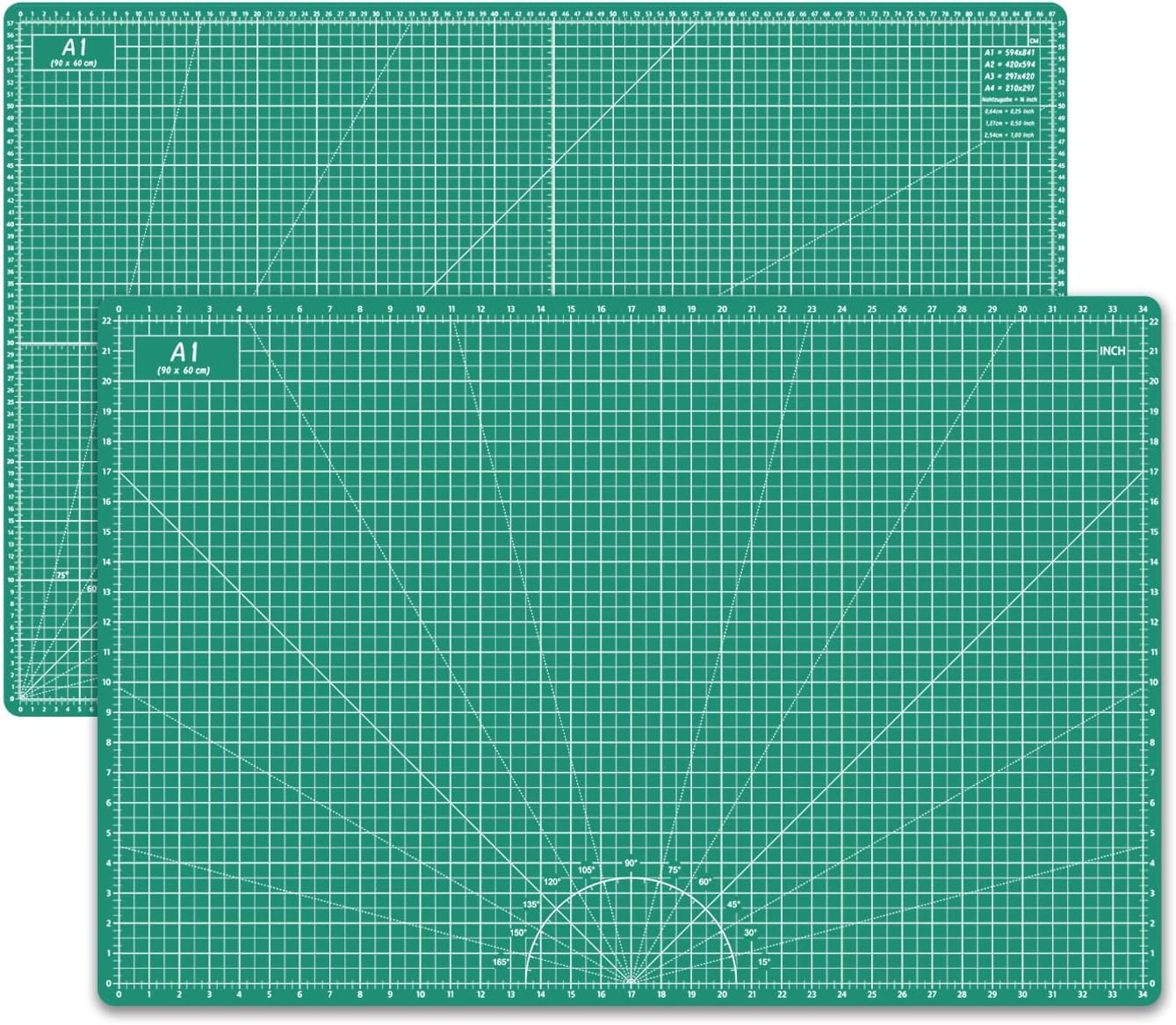 Headley Tools Thickened 24 x 36 Inch Self Healing Sewing Cutting Mat, A1 Rotary Cutting Sewing Mat for Crafts, Double Sided 5-Ply Table Cutting Board for Fabric Quilting Leather Hobby, (Green)