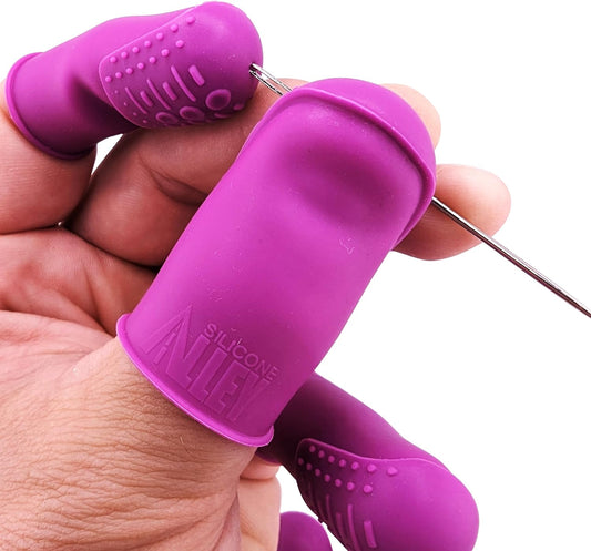 Modern Thimbles | THIK-Grip Series | Small (1) - Medium (1) - Large (1) | Including Flat Head Non-Melting Iron-Over Sewing Pins - 100 Pack - 1.5" Length