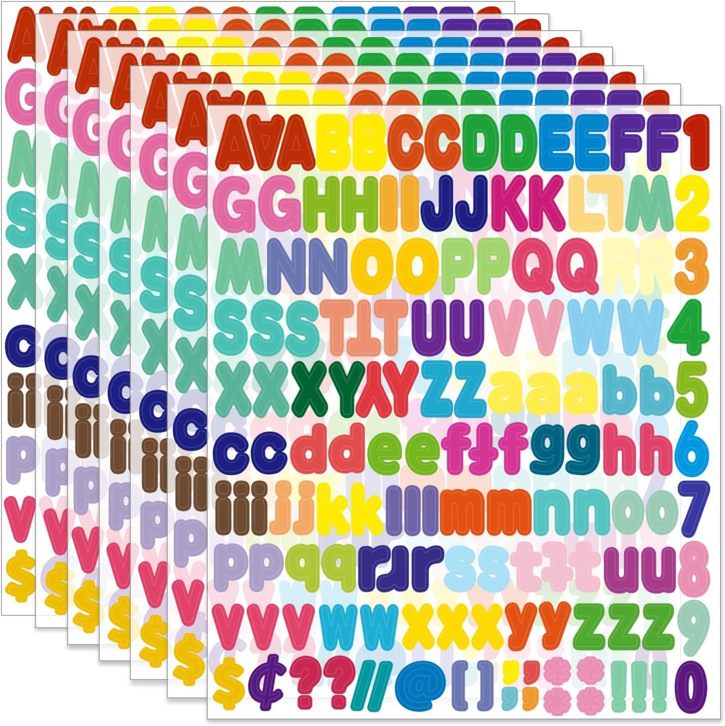 Alphabet Sticker,1''Inch 12 Sheets Multicolor Letter Stickers,Self Adhesive Vinyl Letter Stickers Mailbox Numbers,Self Adhesive Letters Stickers for Bulletin Boards Classroom Home Decor(Multicolor)