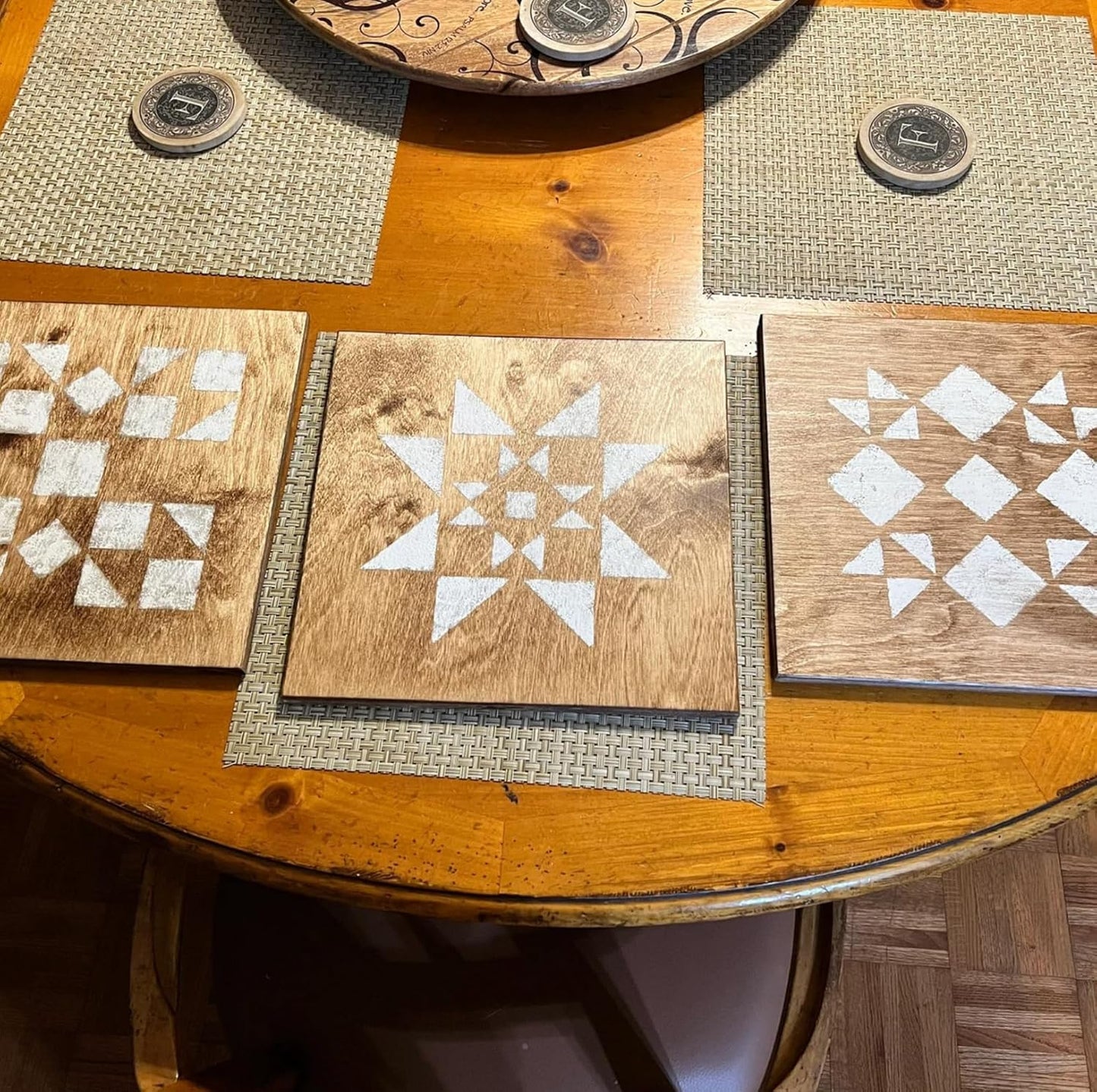 Stencils for Painting on Wood Reusable 3inch Barn Quilt Stencil for Crafts Drawing Templates for Wood Sign Fabrics Paper Card Decor