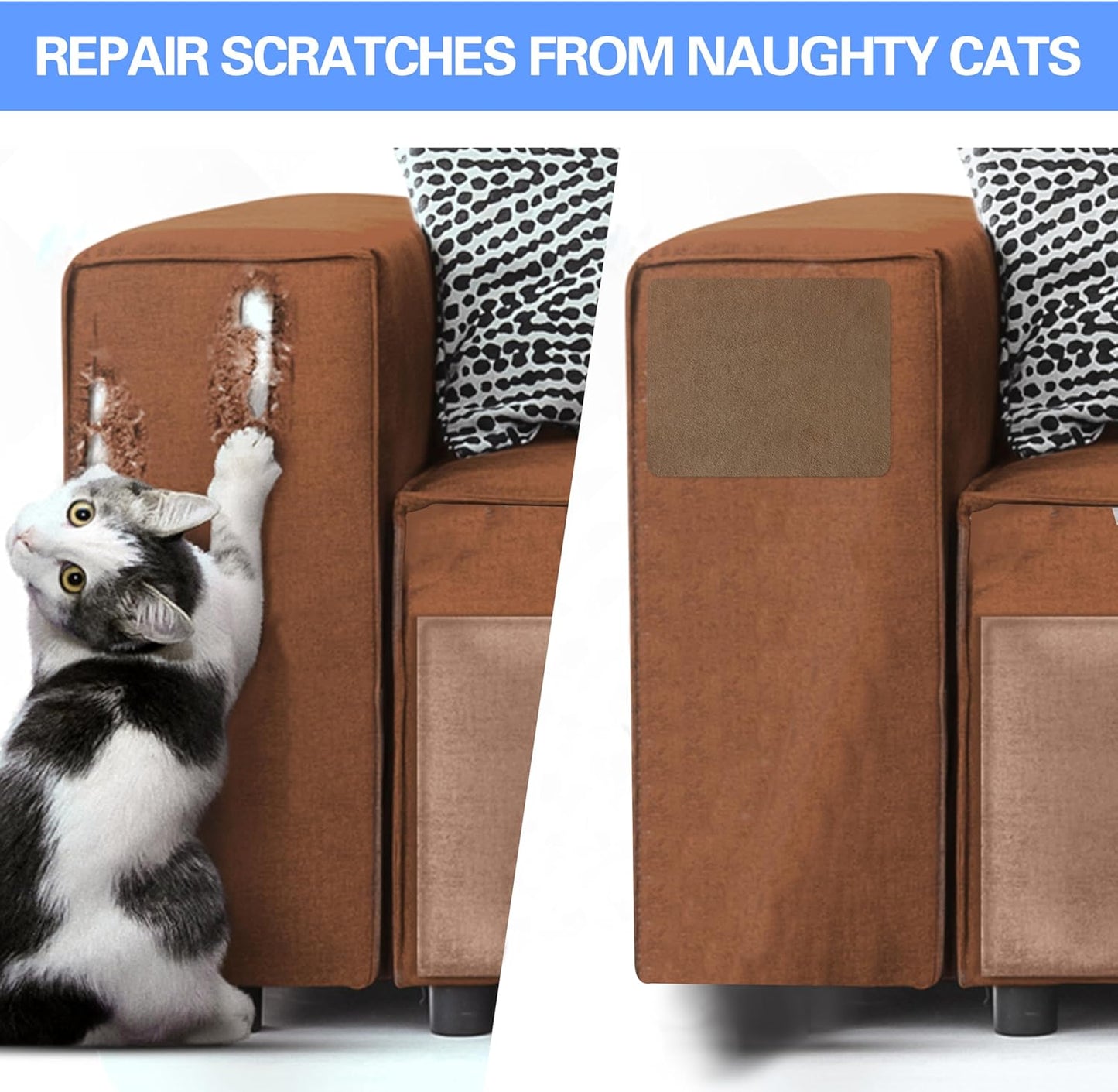 Azobur Repair Patch, 6 Piece Microfiber Patches, Self Adhesive Fabric Sofa Patch Repair Fabric, Luxurious Look, Quick Fix Sofa.(Khaki)