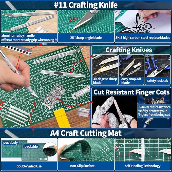 75Pcs Modeler Basic Tools Craft Set, Hobby Modeling Tools for Gundam Model Car Airplane Repairing & Fixing