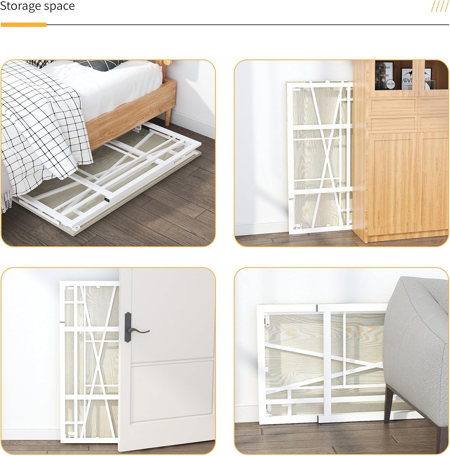 40 inch Folding Desk, Writing Gaming Computer Camping Desk, No Assembly Required Home Office Table, Natural and White