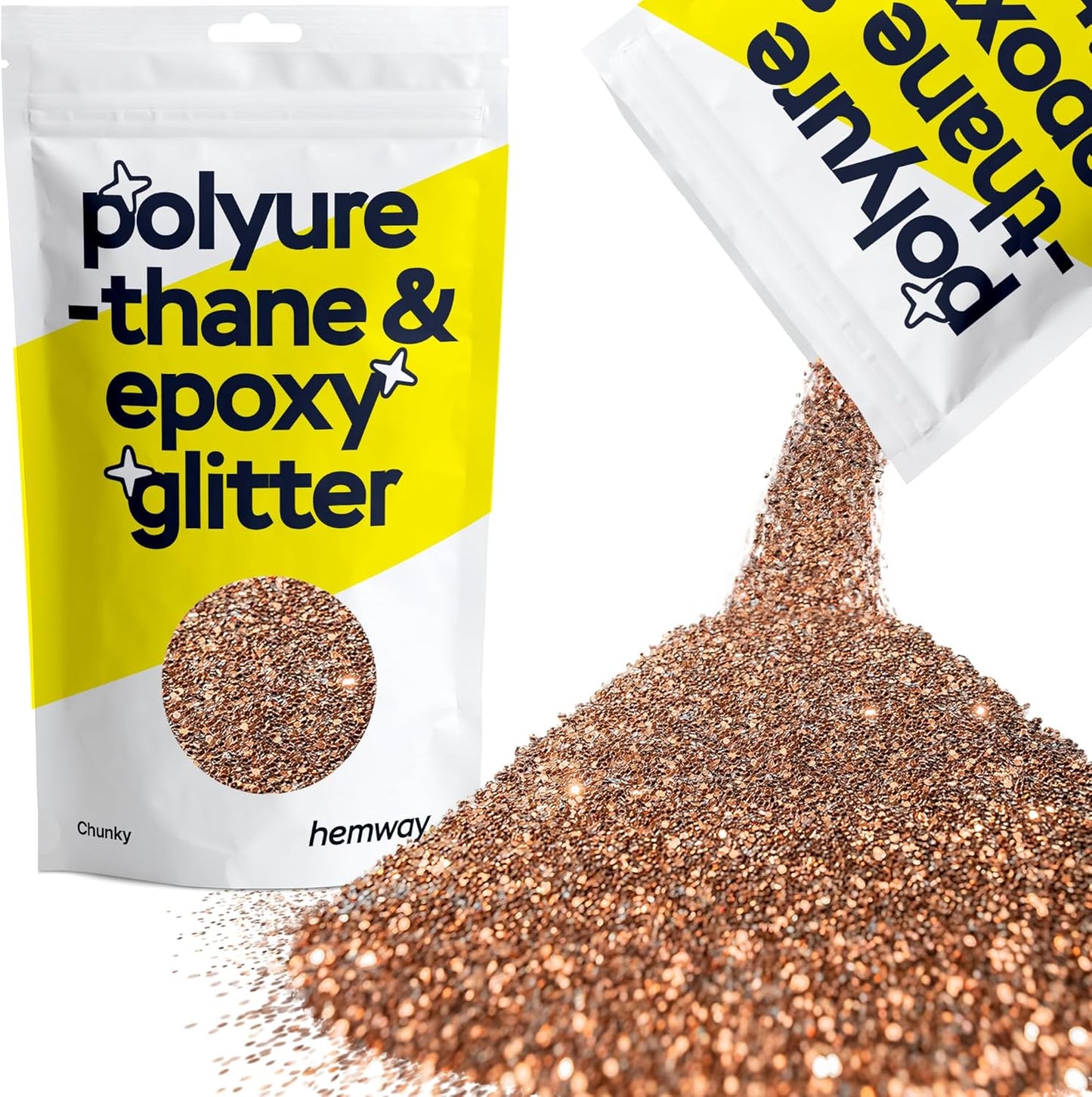 Hemway Polyurethane & Epoxy Resin Glitter 100g / 3.5oz Metallic Crystal Flake Additive for Flooring Jewelry Tumblers Glass Pigment - Chunky (1/40" 0.025" 0.6mm) - Bronze Brown