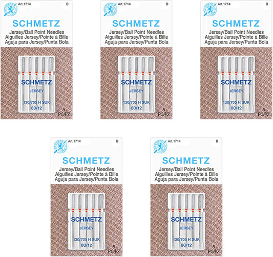 Schmetz 1714C Ball Point Jersey Machine Needles, Size 80/12, 5-Pack