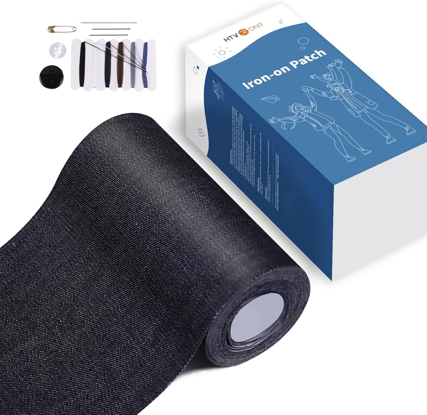 HTVRONT Iron on Patches for Clothes, 3"x60" Iron on Patches for Jeans, Jean Patches,Black Denim Patches for Inside Jeans & Clothing Repair