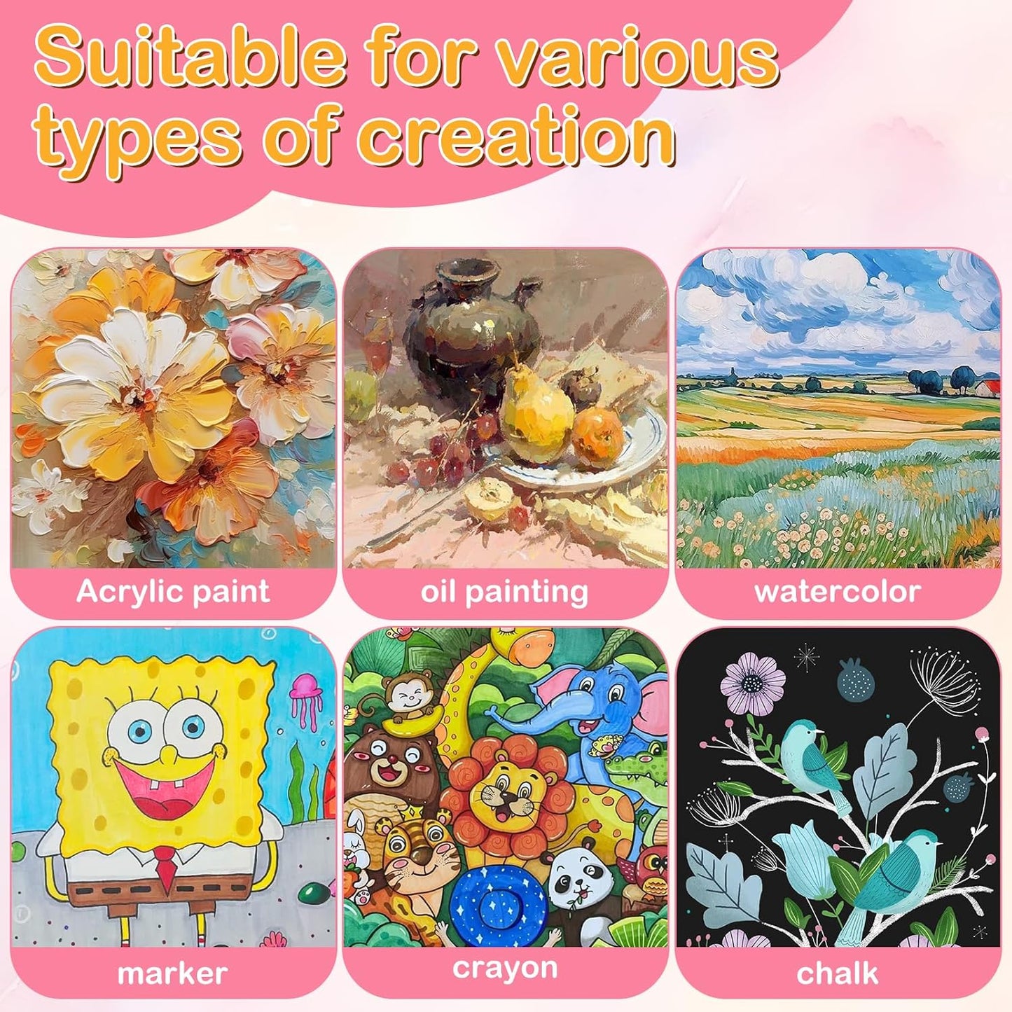 ESRICH 3x3IN Small Canvases for Painting, 64 Pack Mini Canvas Boards Cotton Painting Canvas Primed Acid Free Mini Blank Canvas Panels for Oil Paint,Watercolor,Acrylic Paint,Gouache&Tempera.