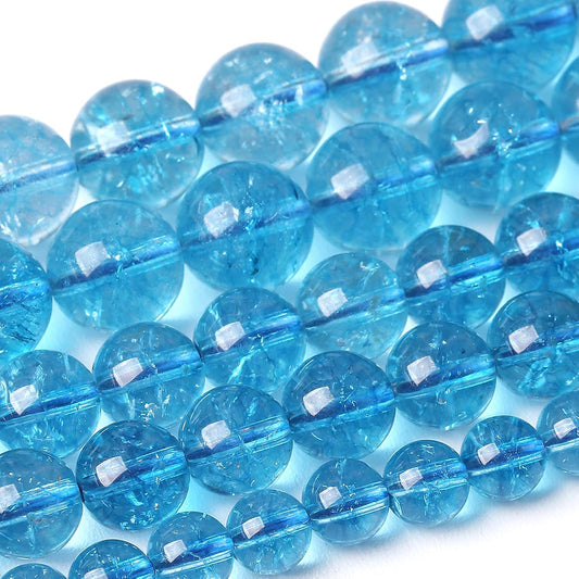 10MM Blue Crystal Quartz Beads Natural Gemstone Round Loose Stone Beads for Jewelry and Bracelets Making 72pcs 2 Strands 32"