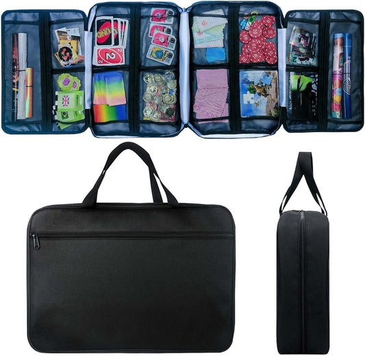 17-Pocket Board Game Organizer Carry Case - Storage & Travel Case for Games, Cards, Tokens, Dice Accessories.
