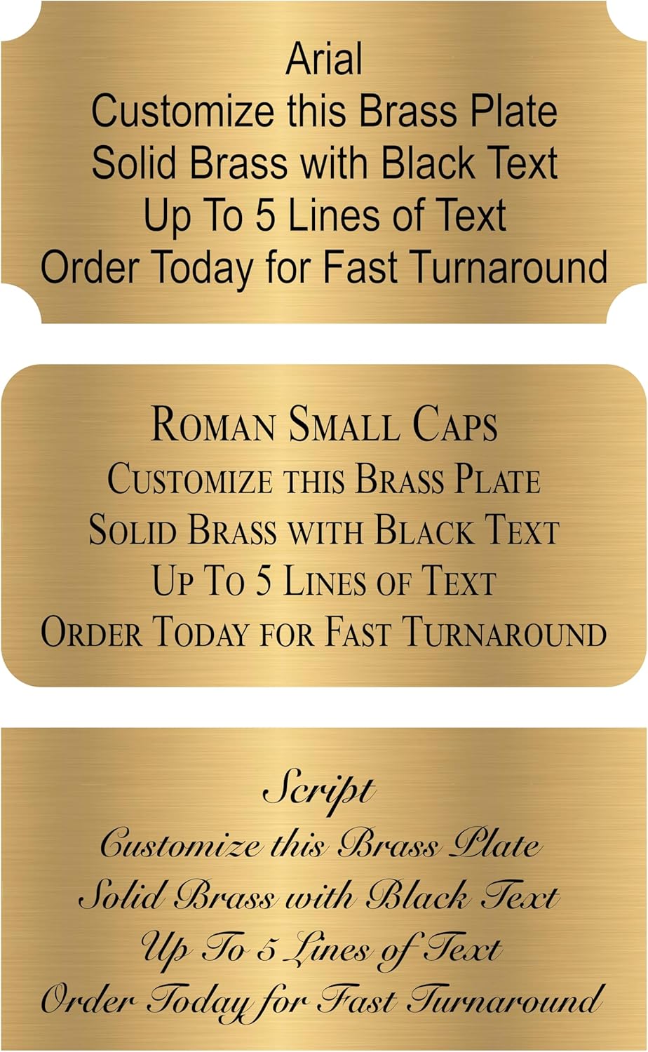 Personalized, Custom Brushed Gold Solid Brass Plate - sizes 1x3, 1x4, 2x4, 2x6, 2x8, 3x6 - Picture Frame Name Label Art Tag for Frames, with adhesive backing - Indoor use only - 1 Tag