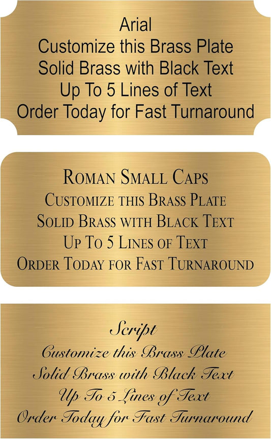 Personalized, Custom Brushed Gold Solid Brass Plate - Sizes 1x3, 1x4, 2x4, 2x6, 2x8, 3x6 - Picture Frame Name Label Art Tag for Frames, with Adhesive Backing - Indoor use only - 4 Tags