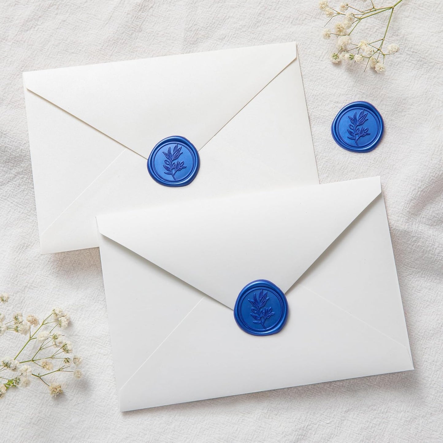 PONATIA Eucalyptus Wedding Invitation Envelope Seal Stickers, 50 Pcs Self- Adhesive Royal Blue Stickers, Perfect for Invitation, Envelopes, Christmas Cards, Gift Wrapping, Party Menu Décor