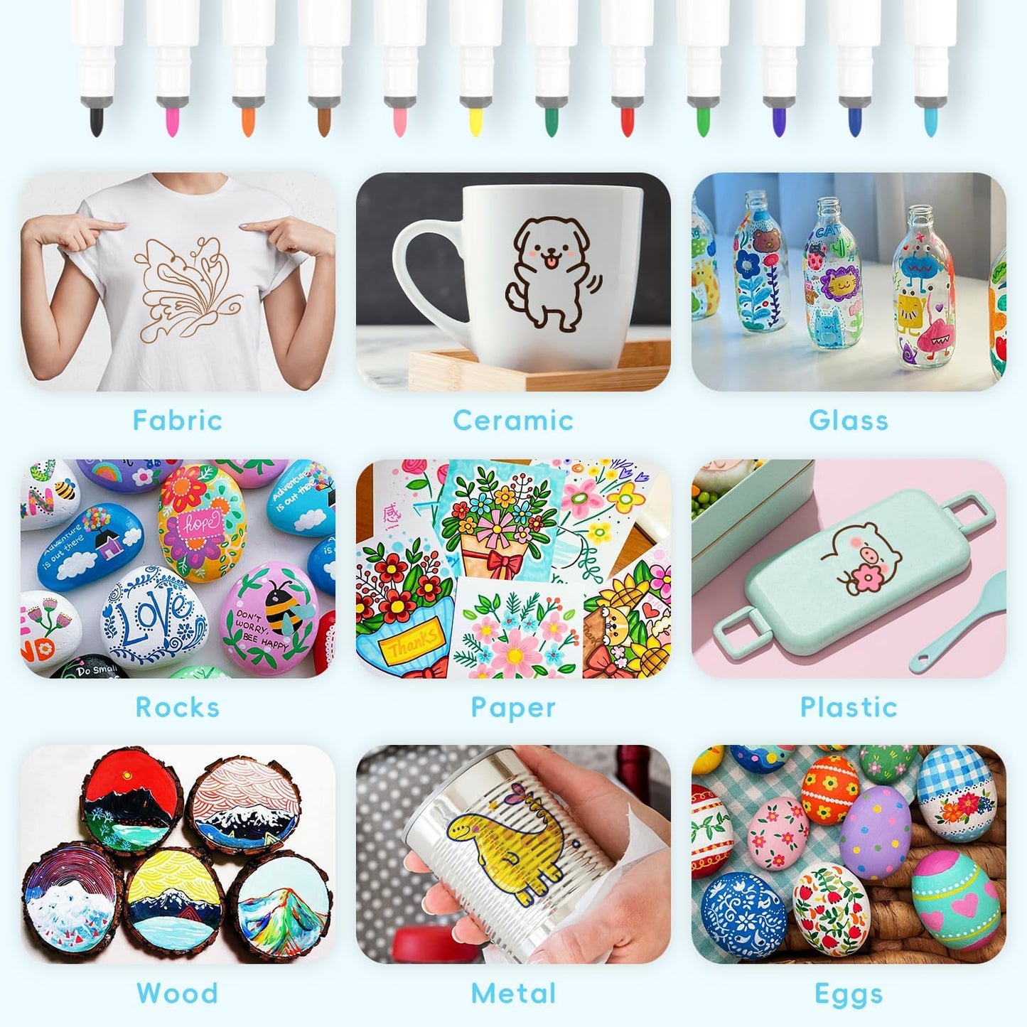 REALIKE Acrylic Paint Markers for Cricut Maker 3/Maker/Explore 3/Air 2/Air, Multicolor Acrylic Paint Pens for Rocks,Fabric, Paper, Wood, Canvas, Glass, Ceramic (1.0 Tip)