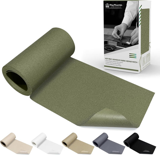 KING MOUNTAIN Canvas Iron on Patch,3"×60",Waterproof 100% Cotton Fabric Repair Patch,Used for Various Sofa,Tent,Clothes,Seats,Suitcases (Grass Green)