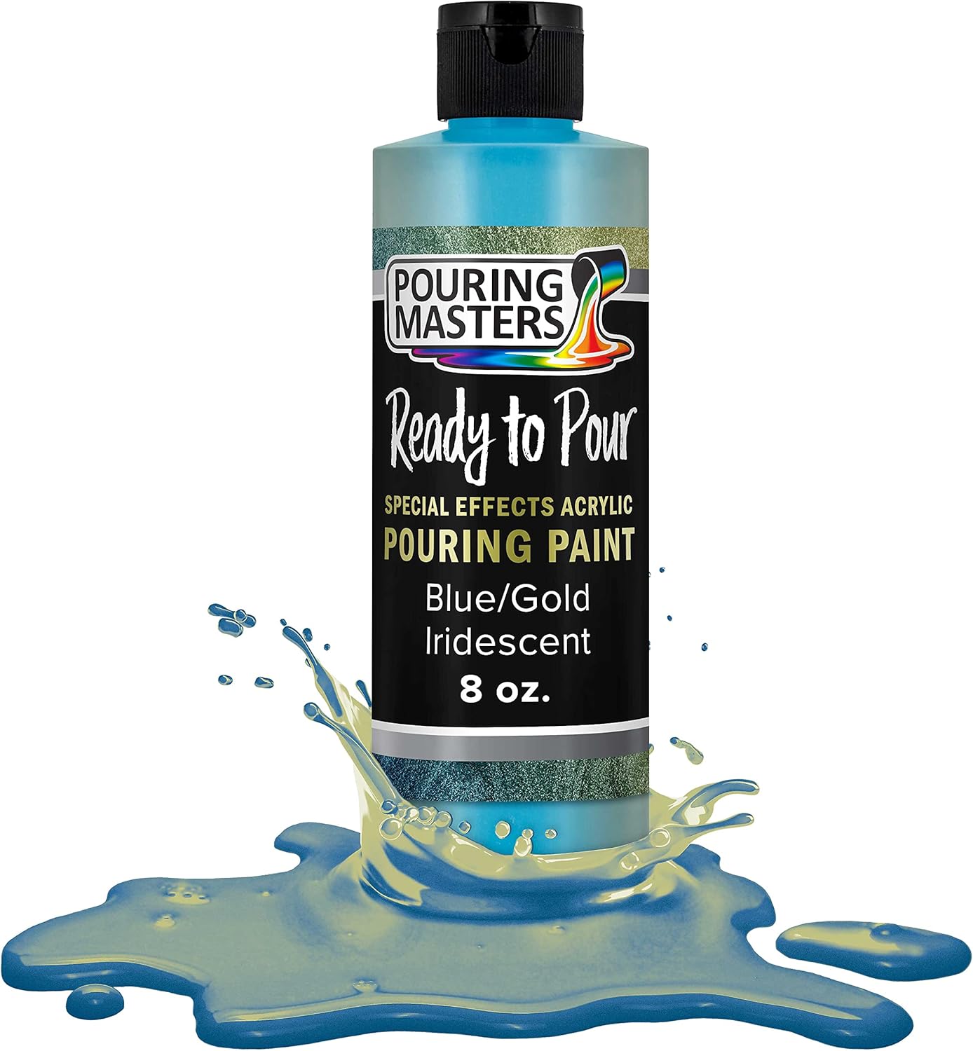 Pouring Masters Blue/Gold Iridescent Special Effects Acrylic Pouring Paint - Premium 8-Ounce Pre-Mixed Fluid Acrylic Paint - Fluid Art Supplies for Canvas, Wood, Paper, Tile & Rocks