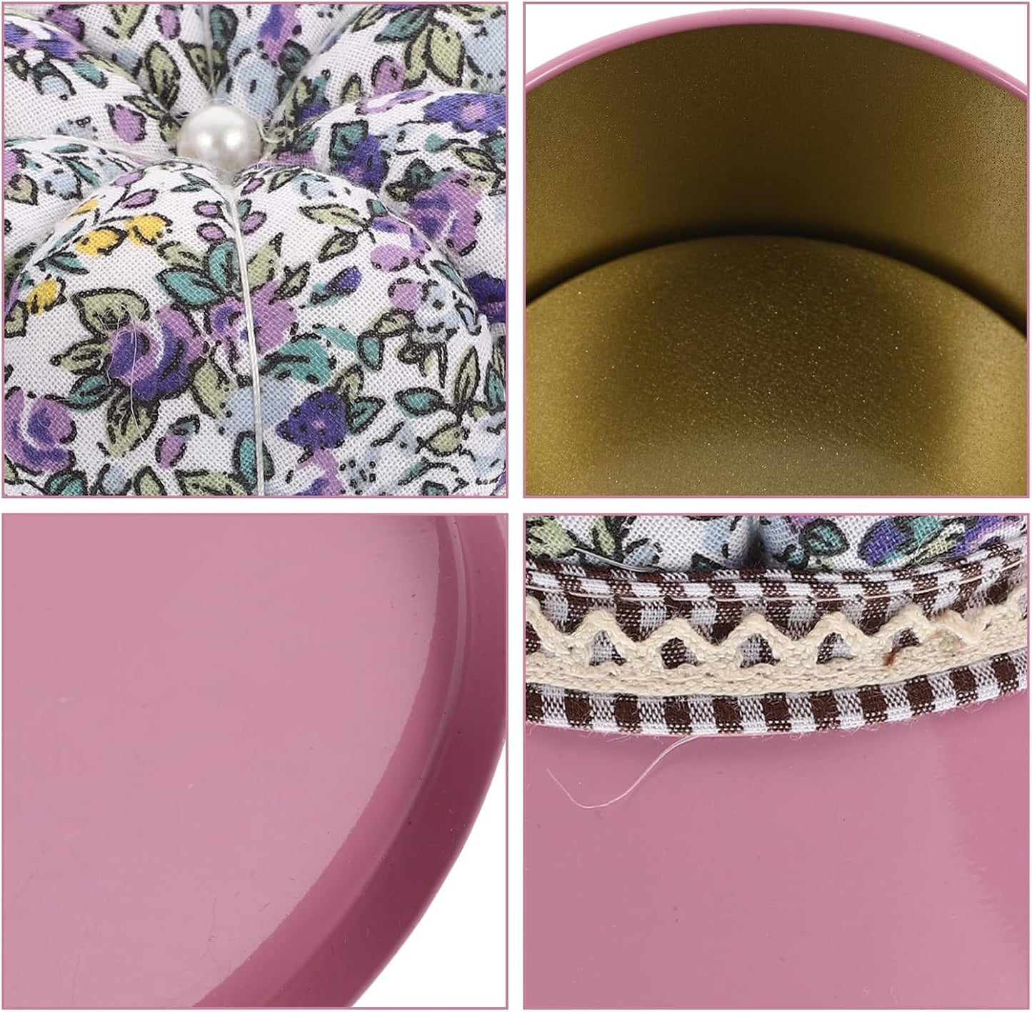 Pin Cushions Head Pin Holder Sewing Pin Storage Box for DIY Craft Hand Sewing Supplies 3.14X3.14X2.87Inch