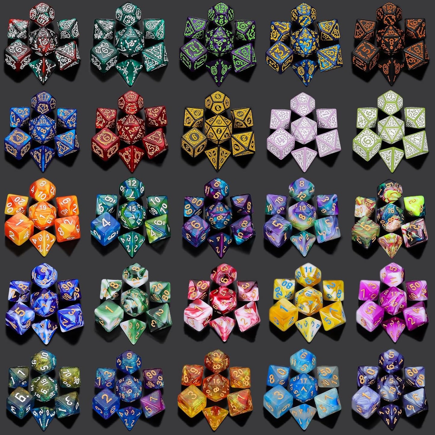 QMAY Polyhedral Dice - 8PCS Mystery Dice Set, Various Styles, Random D&D Dice Patterns & Dice Bag, DND Gifts, Suitable for Dungeons and Dragons, RPG, MTG,Role Playing Table Game