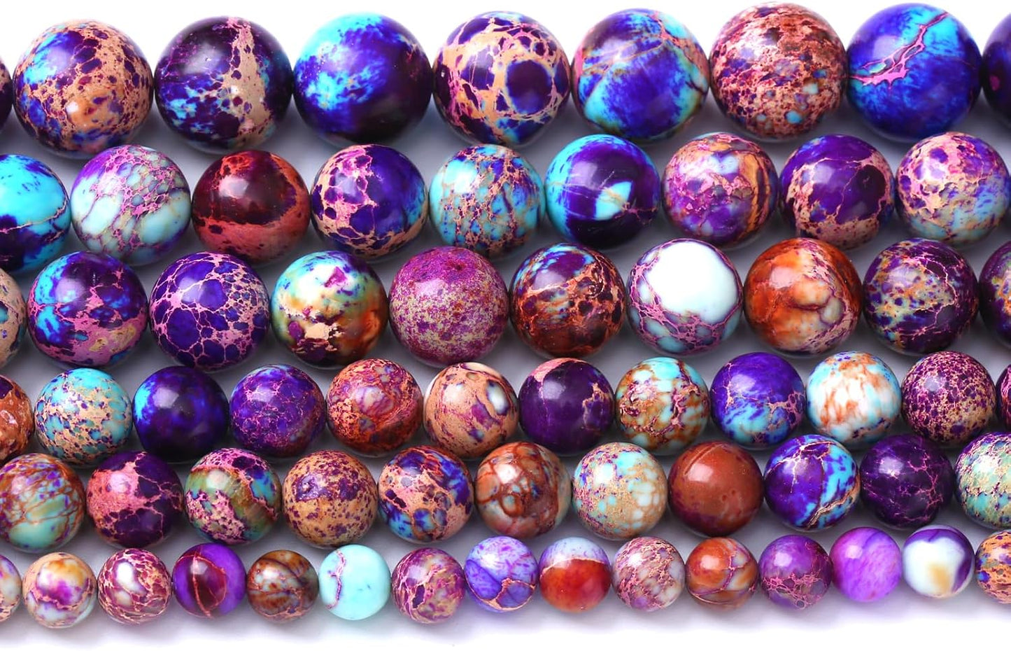 12MM 32PCS Natural Galaxy Sea Sediment Jasper Beads Gemstone Round Loose Spacer Stone Beads for Jewelry Making DIY Bracelet Necklace 15 Inch