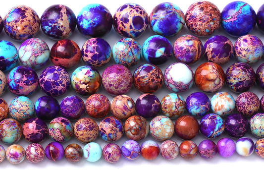 12MM 32PCS Natural Galaxy Sea Sediment Jasper Beads Gemstone Round Loose Spacer Stone Beads for Jewelry Making DIY Bracelet Necklace 15 Inch