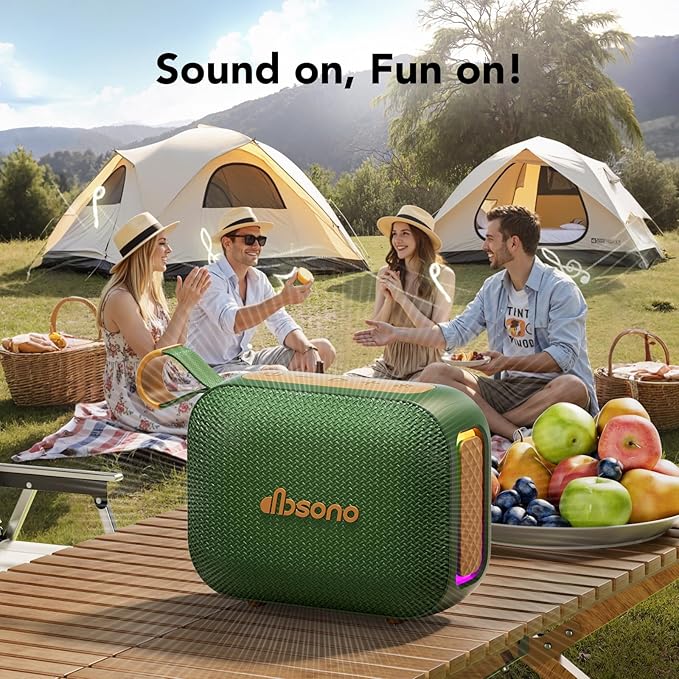 Portable Bluetooth Speaker Waterproof Gift: IPX5 HD Sound Up to 24H Playtime, TWS Pairing, Wireless Speakers with Lights, Travel Essentials Birthday Gifts for Men Women Boys Girls-Dark Green