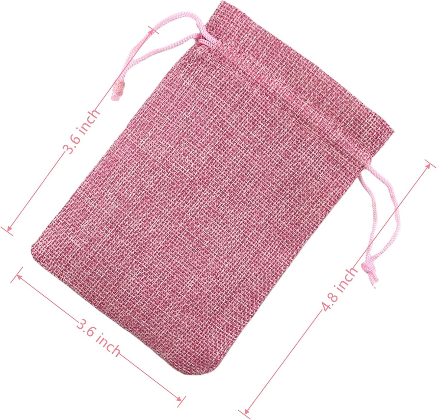 Palmhomee Pack Of 25 Burlap Gift Bags with Drawstring Linen Jewelry Pouches Wedding Hessian Jute Bags for Birthday and Treat Pouches Party Wedding Favors Gift (3.6x4.8 Inch, Pink)