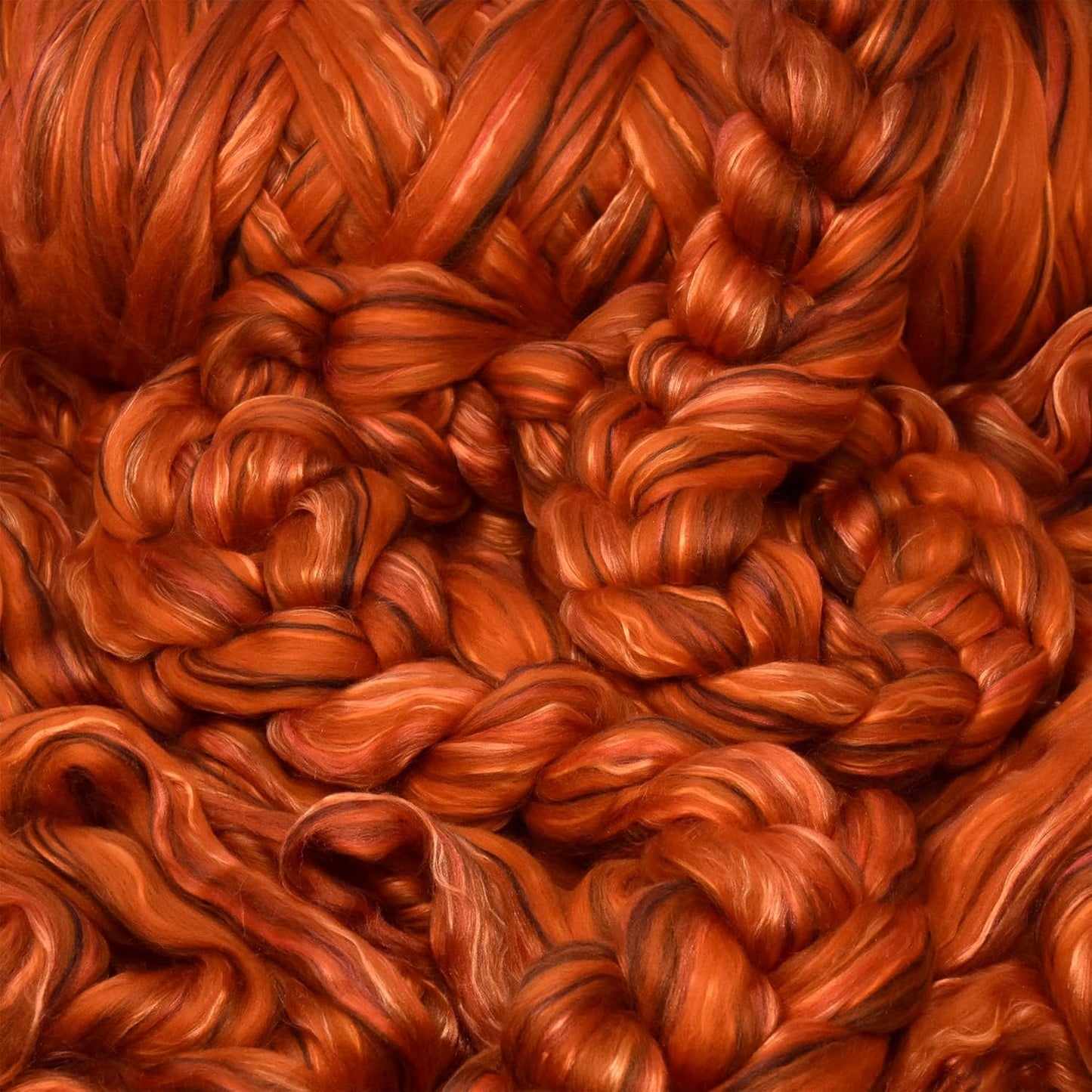 Merino Silk Luxe Tonal Designer Blend. Superfine Merino, Mulberry Silk, Tussah Silk. Top Roving for Spinning or Felting. Amber Glow 1oz