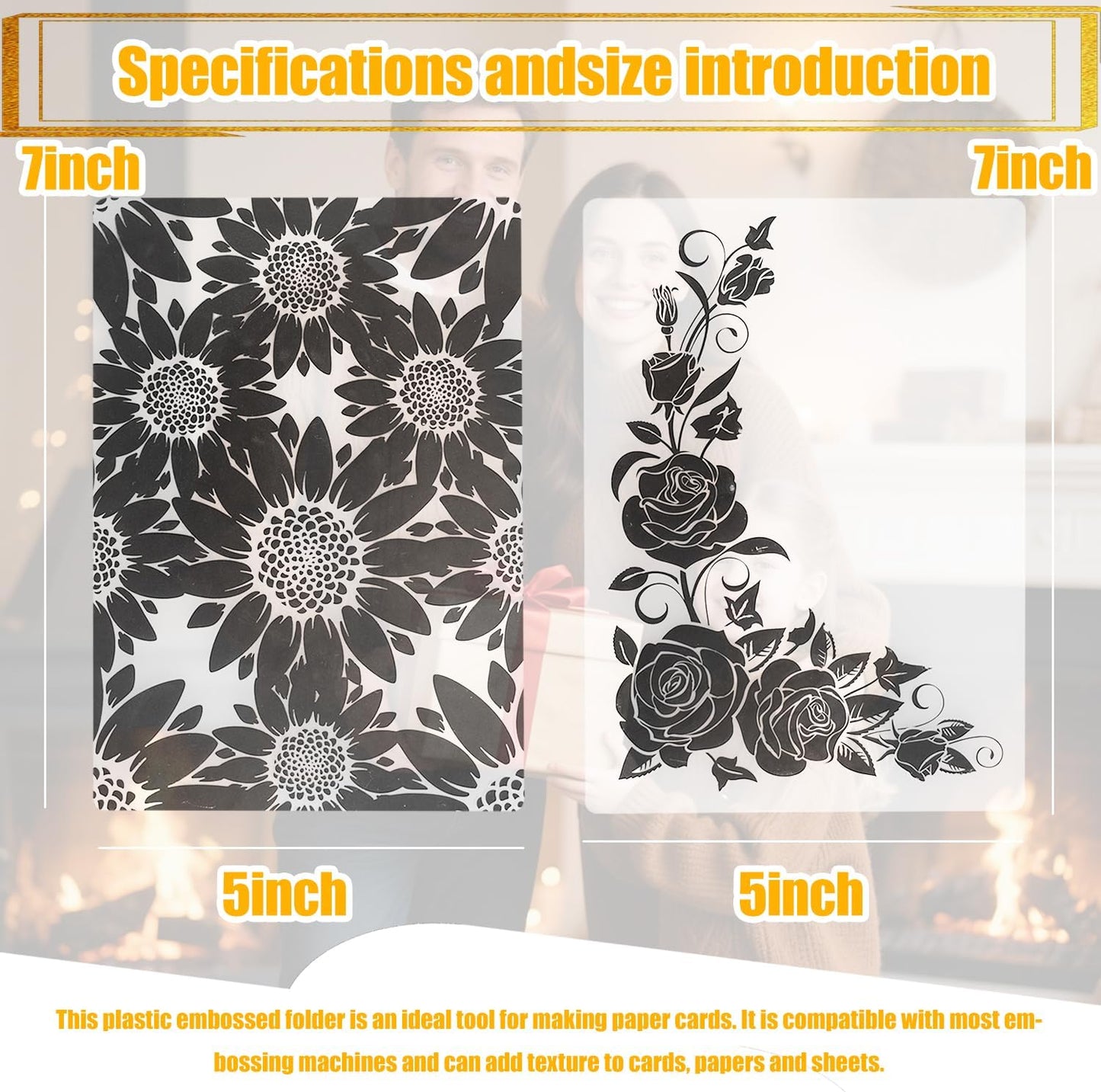 3D Embossing Folders for Card Making, Sunflower Embossing Folder and Rose Embossing Folder. Suitable for Card DIY and Photo Albums to Perfect Accessory for Embellishing Photo Albums.