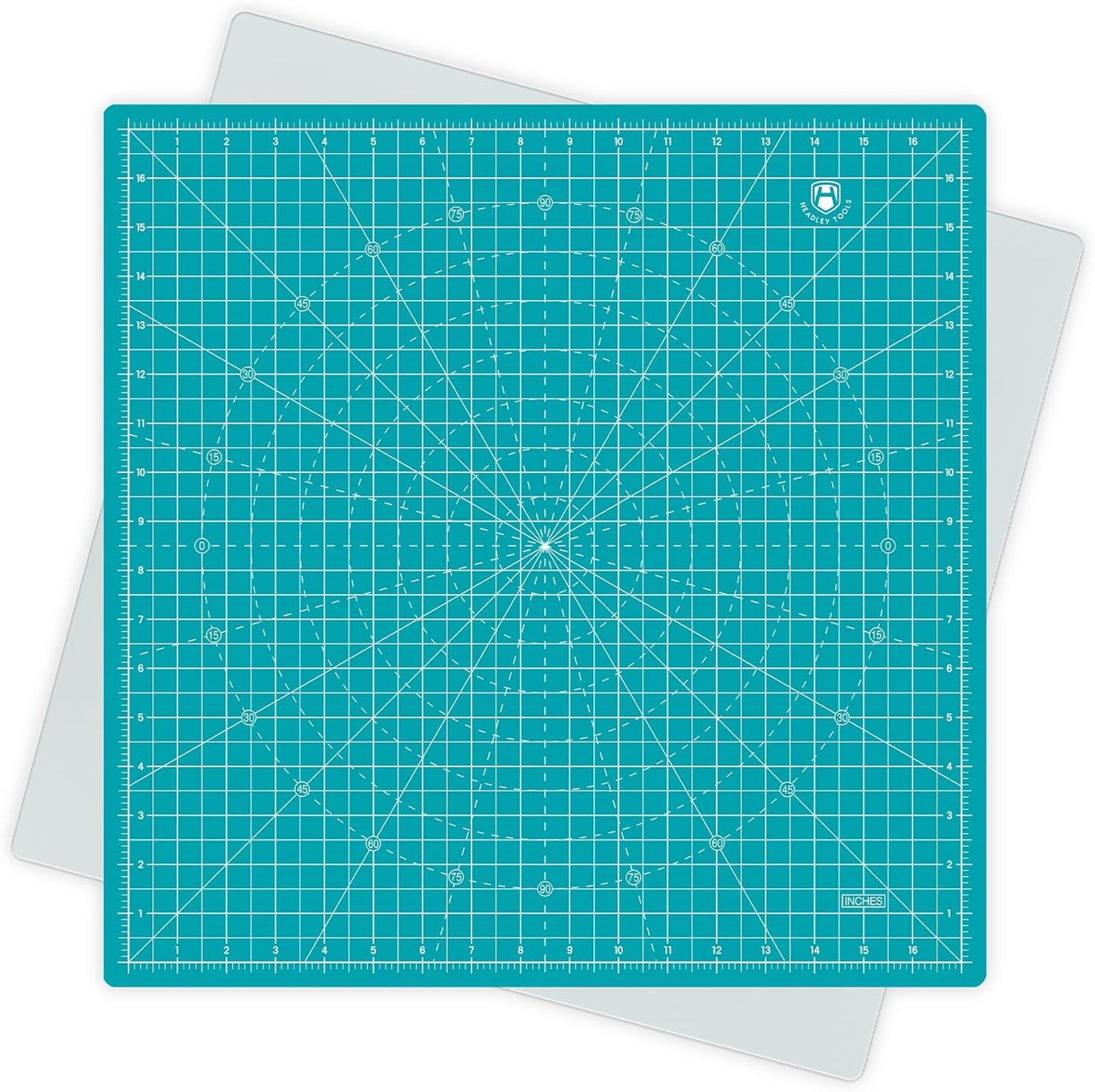 Headley Tools 17"x17" Rotating Cutting Mat, Self Healing Mat with 360-Degree Rotation & Anti-Slip Base, Sewing Board Cutting Mat Perfect for Fabric Quilting Leather Hobby Project, Turquoise
