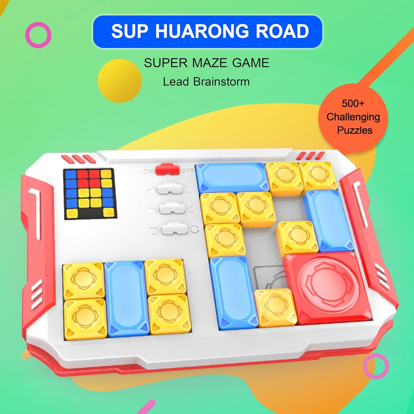 Super Slide Puzzle: Over 500 High-Level IQ Challenges, Exciting Educational Brain Teaser for Kids & Teens, Quality-Made, Great Travel & Gift Option (White/Red)