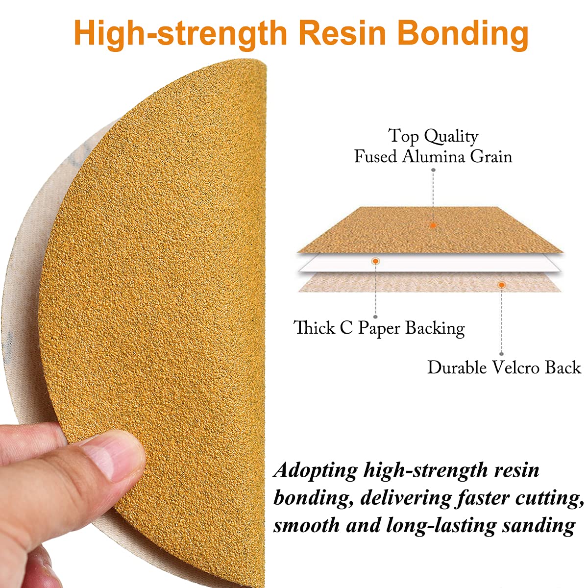 6-Inch No-Hole Hook and Loop Sanding Discs 120-Grit, Random Orbital Sandpaper for Automotive and Woodworking, 100-Pack