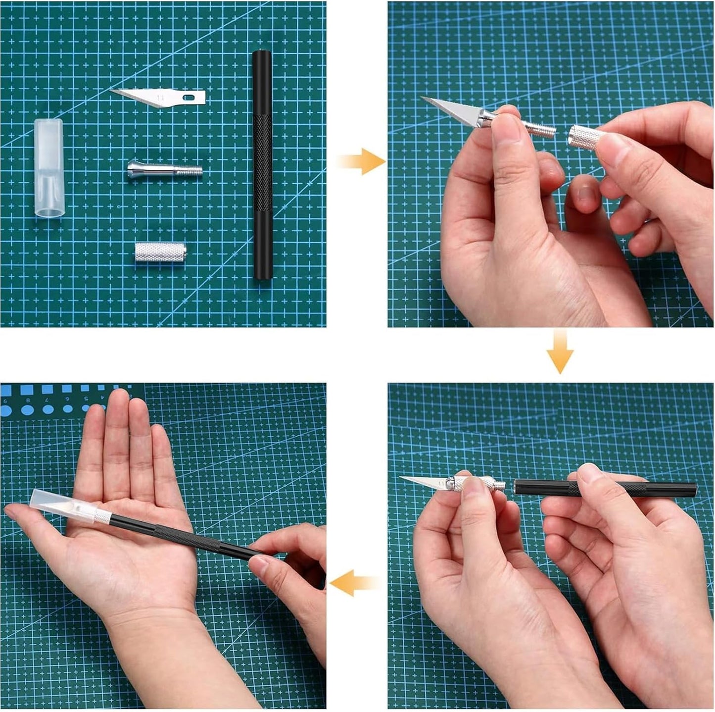 15 Pack Exacto Knife Set, Hobby Knife, Back to School Supplies Craft Knifes Kit for Art, Carving, DIY, Scrapbooking, Art, Cutting, Stencil(Black)