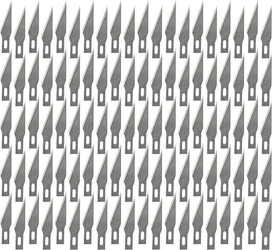Premium USA-Made Steel Hobby Knife Blades Mega Bulk 100 Pack. Save Time and Shipping Costs! The Fine Point #11 Size Blade Universally Fits #1 Craft Knife Handles for Modeling and Papercraft Projects
