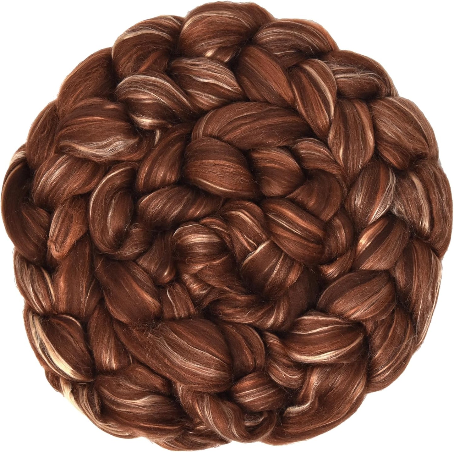 Merino Silk Luxe Tonal Designer Blend. Superfine Merino, Mulberry, Tussah Silk. Top Roving for Spinning or Felting. Cocoa Delight 4oz