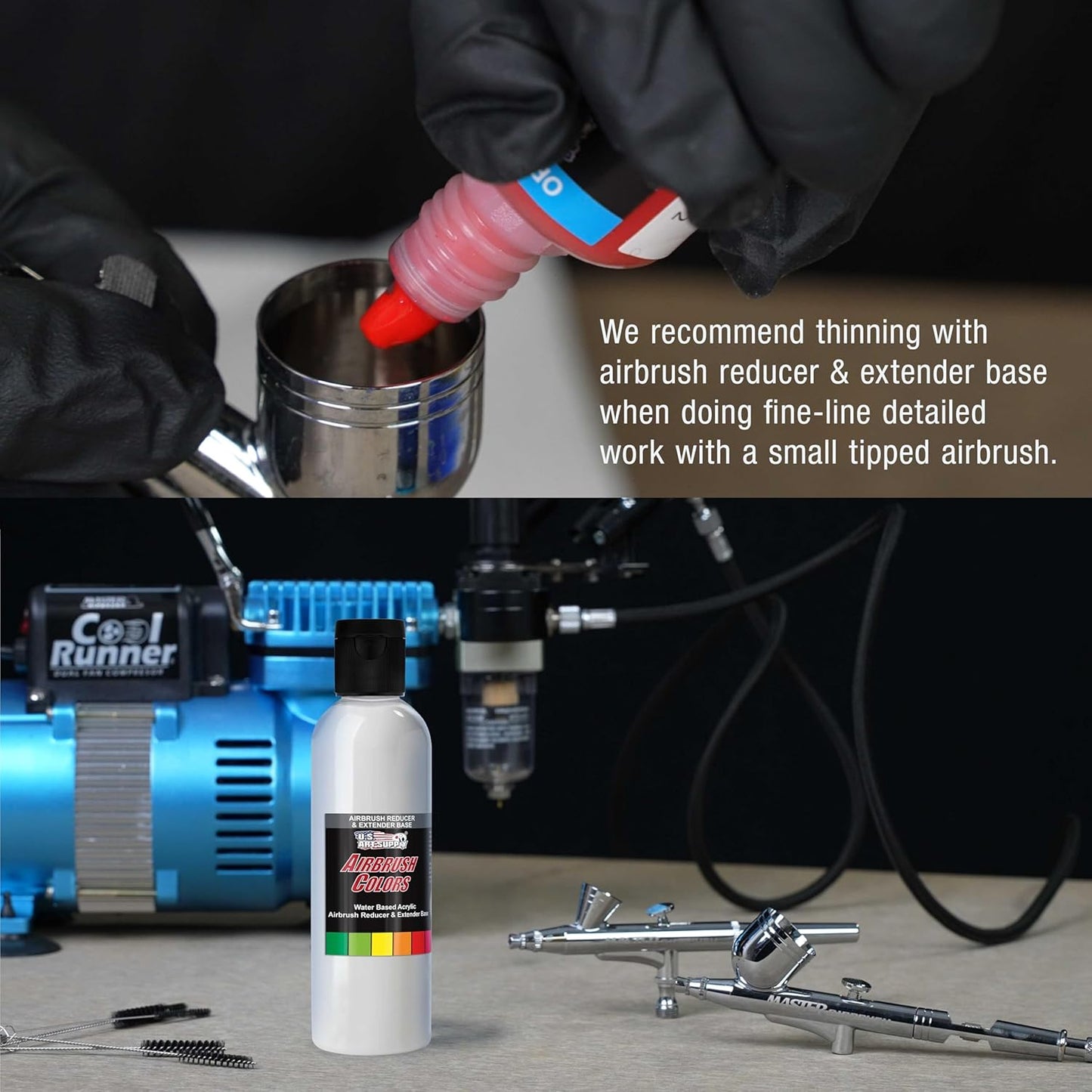 U.S. Art Supply 4-Ounce Airbrush Thinner Reducer and Extender Base for Acrylic Paints - Airbrush Paint Thinner, Reduces Viscosity, Improves Flow, Thins Acrylic Pouring Paint