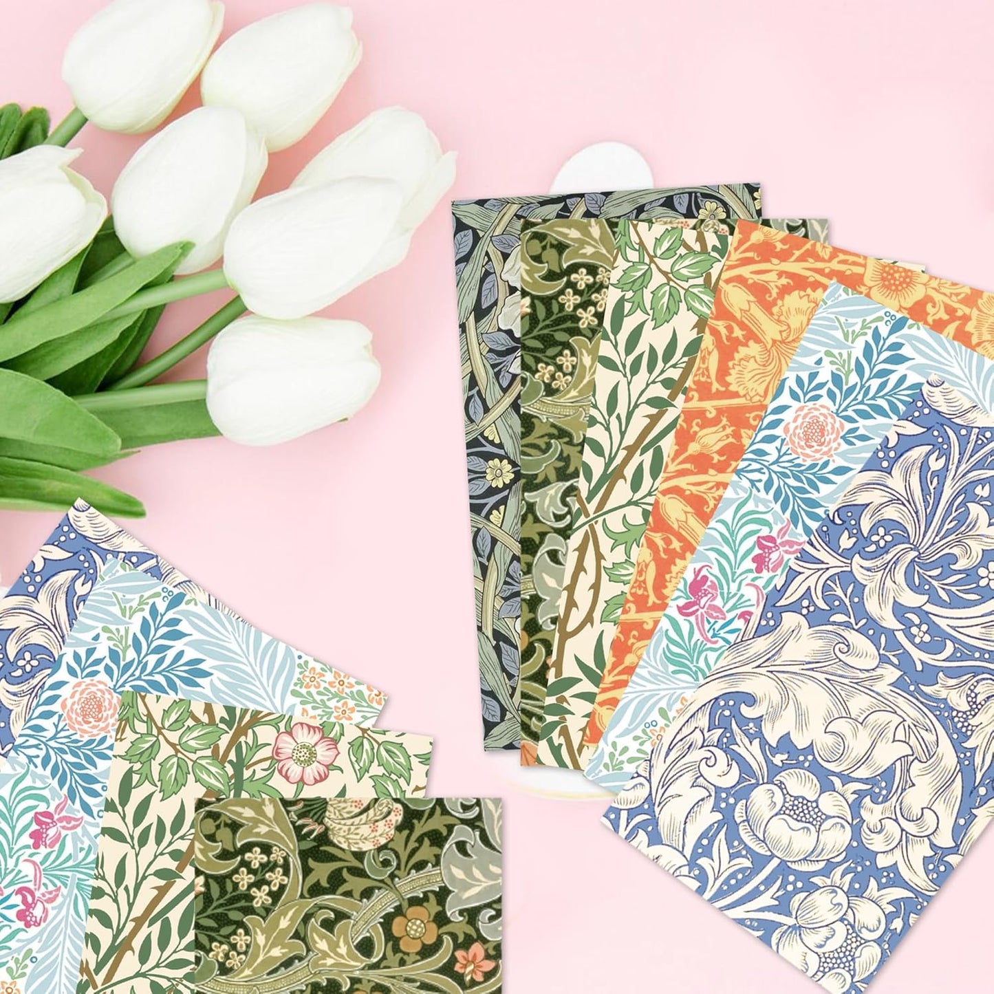 120PCS William Morris Floral Paper Napkins - 6 Vintage Wildflower Disposable Hand Towels for Bathroom, Dinner, Picnic, Wedding | 4.5"x8" | Disposable Napkins for Daily Use, Family Gatherings