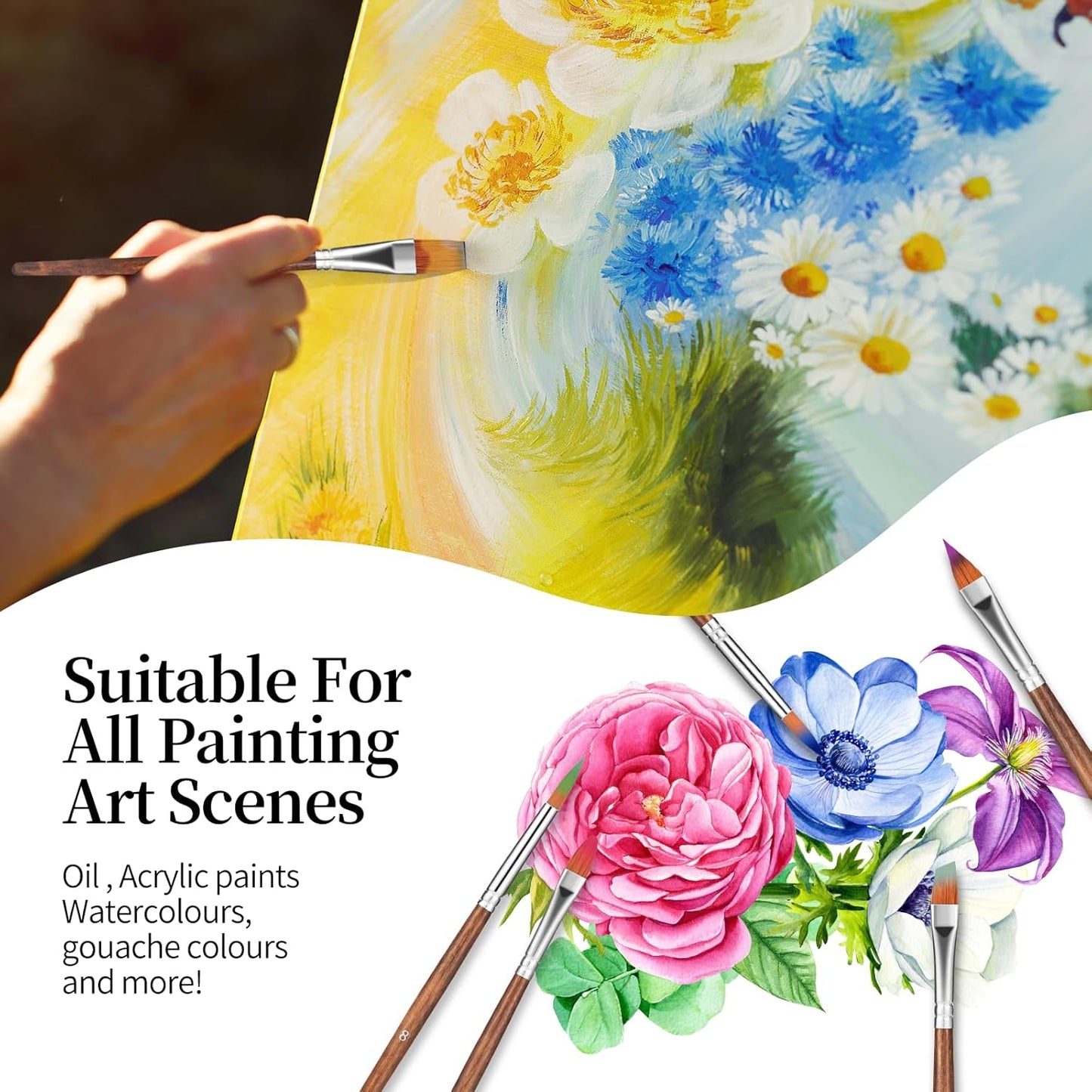 29 pcs Paint Brush Set,GETHPEN Acrylic Paint Brushes,Artist Series with Wide Flat,Round, Filbert, Flat, Fan,Angle,Dagger,Cat Tongue,Detail Brush,Rigger for Oil,Acrylic Canvas Paintings,Face Painting